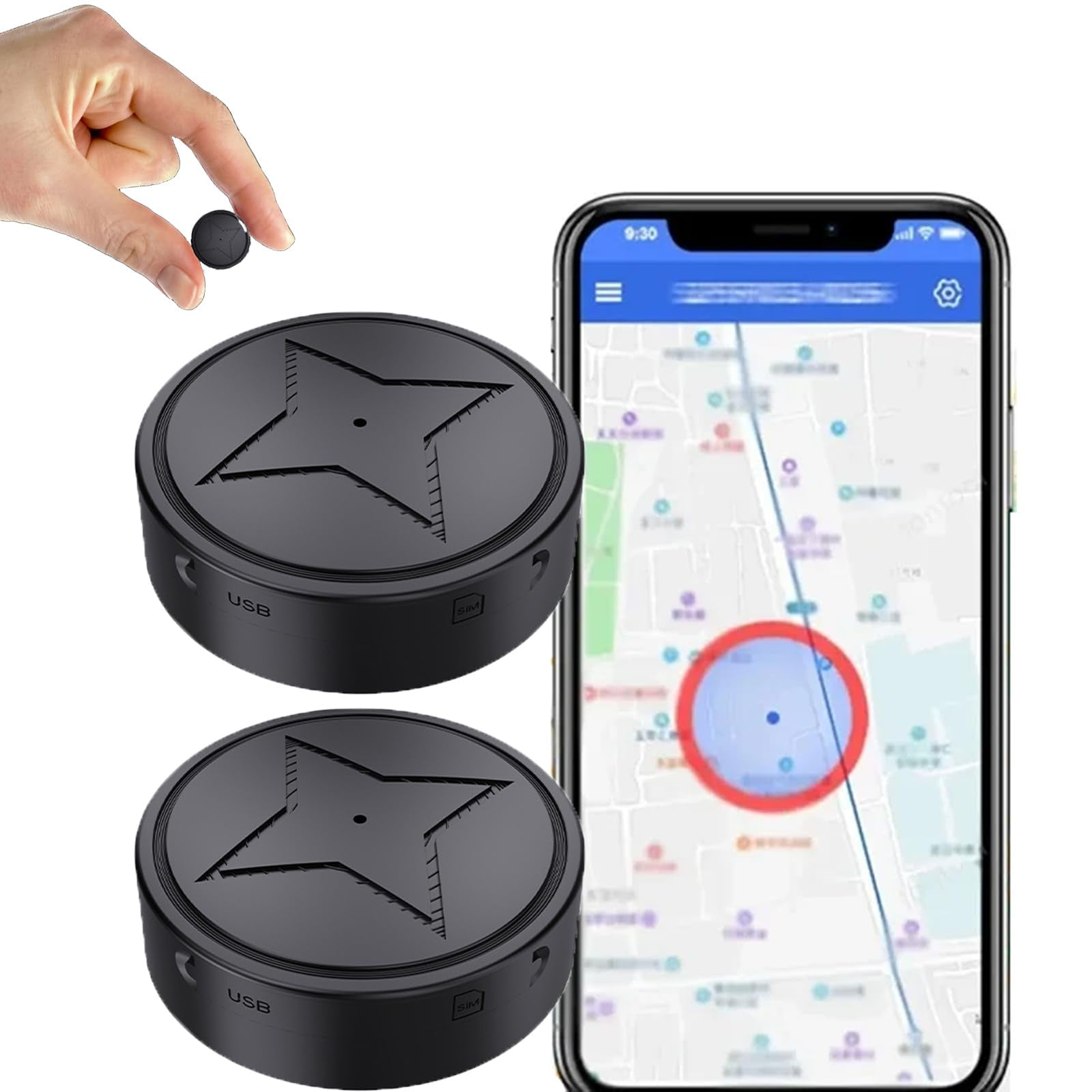 GPS Tracker Strong Magnetic Car Vehicle Tracking Anti-Lost, Multi-Function GPS  Mini Lacator (2Pcs) 