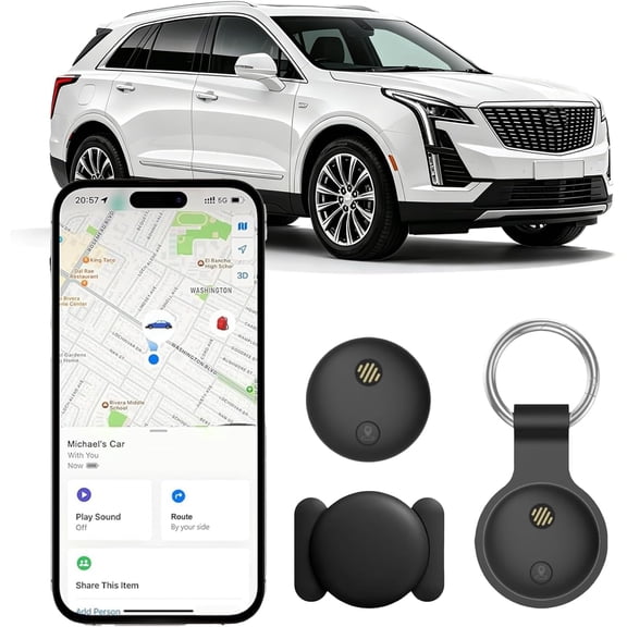 GPS Tracker for Vehicles, No Monthly Fee, No SIM Card, Real-Time Car GPS Tracking, Mini Hidden Magnetic GPS Locator, Ultra-Slim, IP68 Waterproof, Works with iOS Find My, Portable GPS Tracker, Black