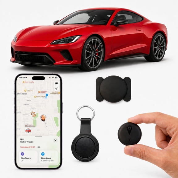 GPS Tracker for Vehicles, Portable Real Time Magnetic GPS Tracking Device, Car Tracker with Global Coverage, Vehicle Tracker for Cars, Trucks, Kids, Dogs, Luggage, No Monthly FeeBlack