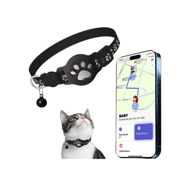 GPS Tracker for Cats (Android &iOS)) - No Monthly Fee, Waterproof Smart Tag for Pet Collar, Works with Google Find My Device, Real Time Location