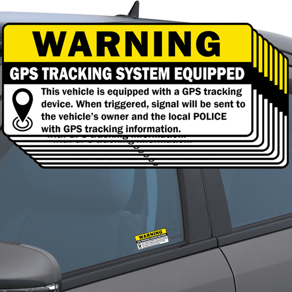 GPS Tracking Warning Sign Anti-Theft Car Vehicle Window Sticker Cling, 8-pack, 3" x 1.5"