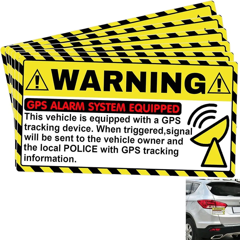GPS Tracking Warning Signs 4*2inch Car Antitheft Stickers 12Pcs
