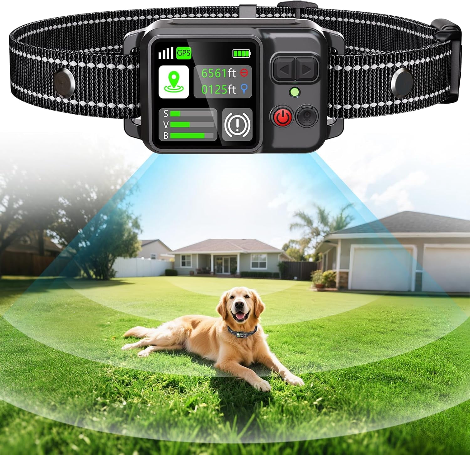GPS Wireless Dog Fence System, Electric Electric Dog Fence Using GPS Electric Satellite Technology, with a Range of 15-2000m, IPX7 Waterproof Rechargeable Collar Receiver,Outdoor Use Only6