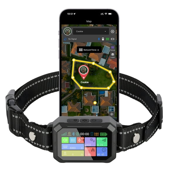 GPS Wireless Dog Fence System - Electric Training Collar with Free App for Dogs 15 Lbs+ (Black)