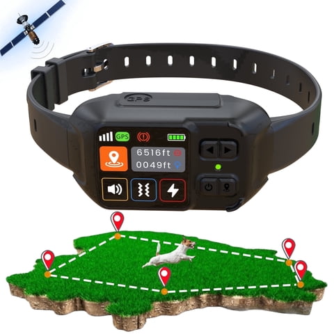 GPS Wireless Dog Fence System, Custom Polygon Boundary Electric Fence for Dogs with Adjustable Warning Strength, Safe Zone Radius 49-6561Ft, Invisible Fence (Not Recommended for Small Yards)