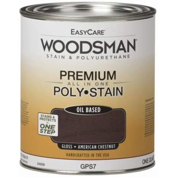 True Value Manufacturing 249359 1 qt. Woodsman Stain & Polyurethane In One Oil-Base Gloss Stain, American Chestnut