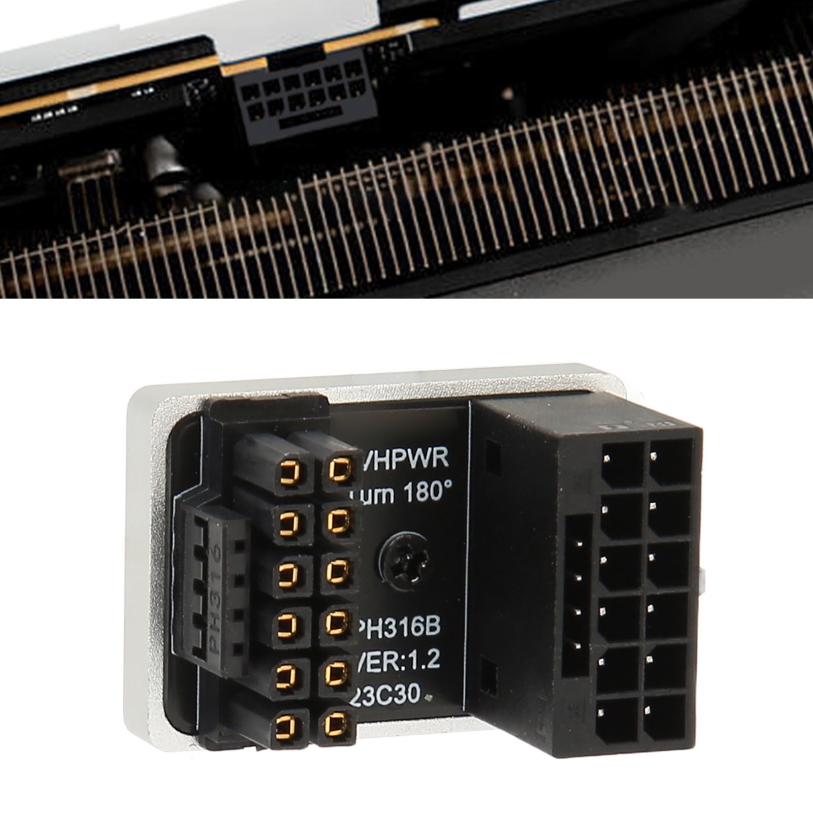 GPU PCIe5.0 16 Pin Connector, ATX3.0 180 Degree Angle GPU Power Adapter