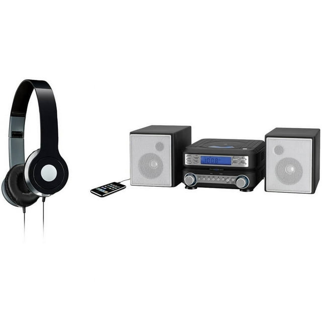 GPX HC221B Horizontal AM/FM/CD Player and iLive IAH54 On-Ear Headphones