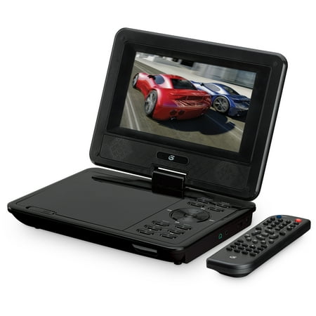 GPX - 7" Widescreen Portable DVD Player with Swivel Screen - Black
