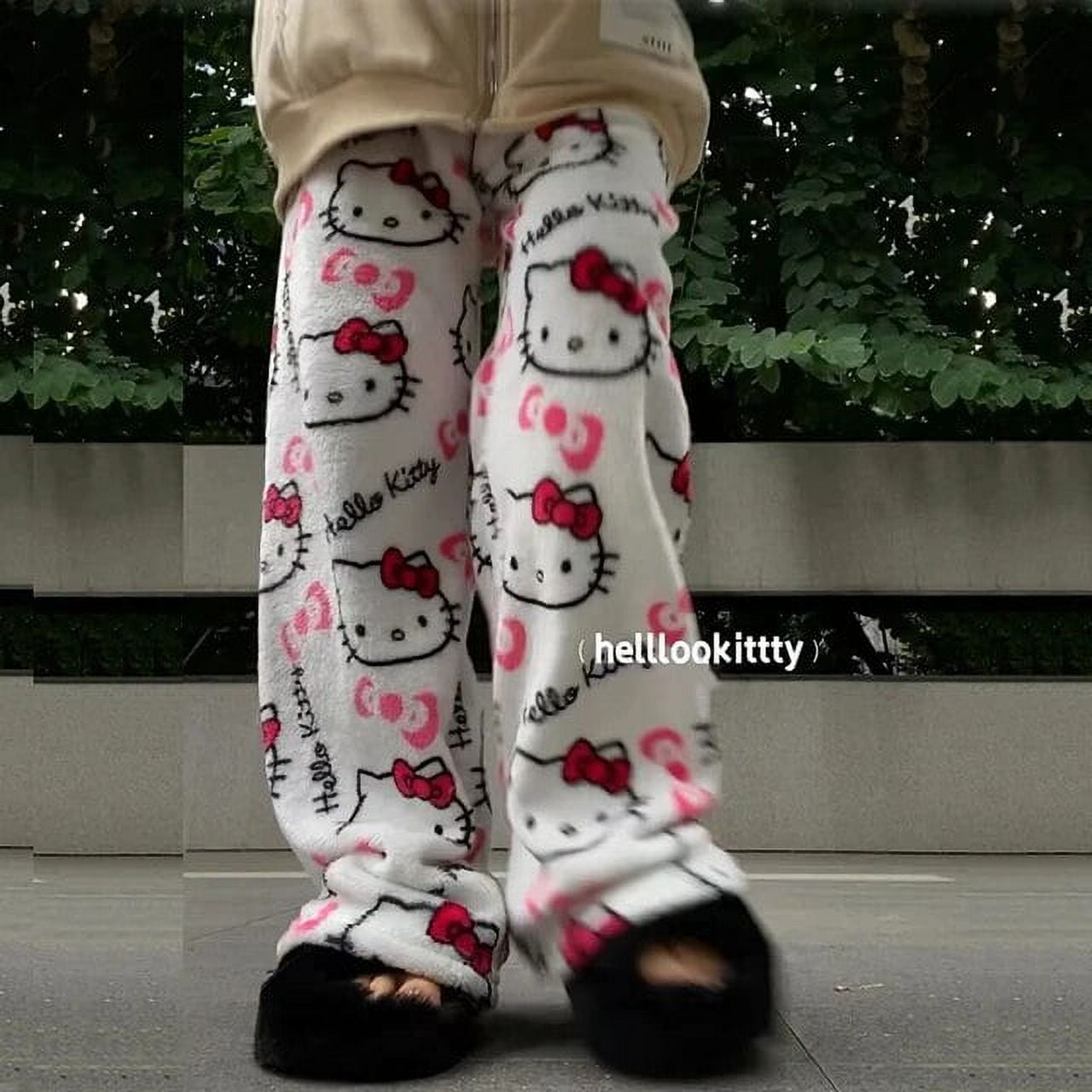 GQ Hello Kitty Pajama Pants Kawaii Sanrio Cute Anime Toys Warm Cartoon
