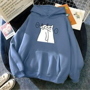 GQ Hirsionsan Kawaii Cartoon Print Hoodie for Women Soft Casual Oversized Sportwear Female Sweatshirt Warm Fleece Ladies Clothes