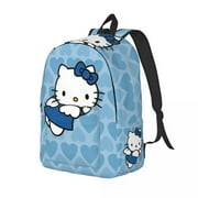 GQ Kawaii Sanrio HelloKitty Cartoon Backpack for Men Women Casual High School Work Daypack Laptop Computer Canvas Bags Durable