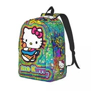 GQ Kawaii Sanrio HelloKitty Cartoon Backpack for Men Women Teenage High School Business Daypack College Canvas Bags Sports