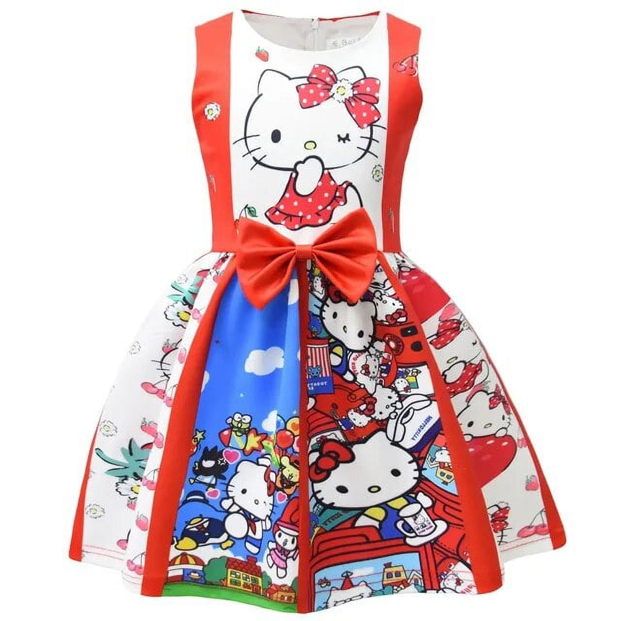 GQ Kids Clothes Girls Cartoon Cute Hello Kitty Dress Kawaii