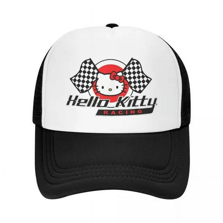 Men Women Hello Kitty Racing Trucker Caps Hip Hop Mesh Baseball Cap Cute Cartoon Hat Sun Hats Adjustable Sun Caps Summer ZQ