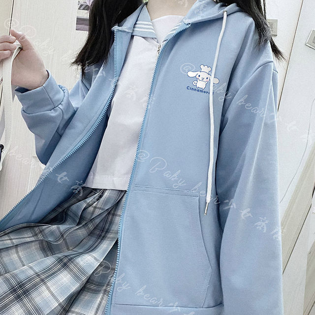 GQ Sanrio Hello Kitty Zip Up Hoodie Coat Y2K Melody Cinnamoroll Sweat
