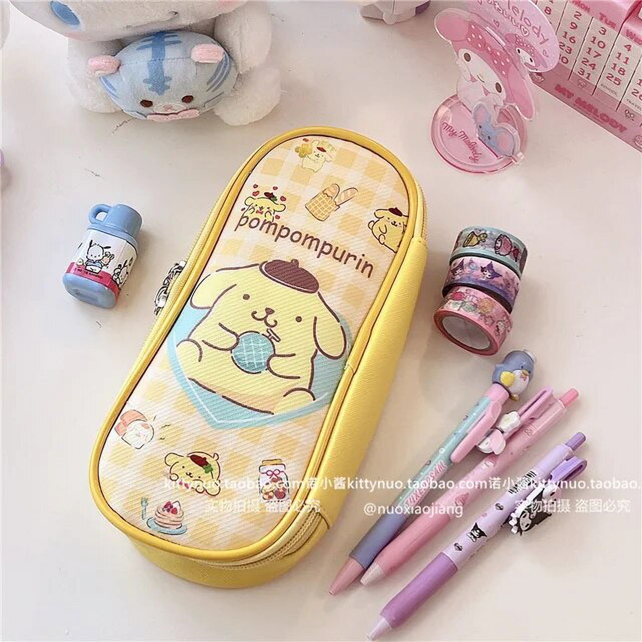 GQ Sanrio Kuromi PU Pencil Bag Hello Kitty Cinnamoroll Pochacco Zipper