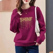 GQ Women Korean Simple Casual Streetwear Letter Print Plush Sweatshirts Y2K Female Trendy Long Sleeve Loose Pullover Tops Sudaderas