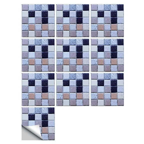 GQDIN 10 Sheets 3.94"x3.94" Purple 3D Mosaic Vinyl Backsplash Tiles, Self-Adhesive Peel and Stick Subway Tile Stickers Stick on Wall Tiles for Kitchen Bathroom Decor