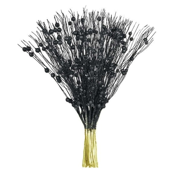 GQDIN 12Pcs Rose Artificial Glitter Berry Stems 17 Inch Fake Berry Branch Picks Decorative Glitter Sticks Christmas Tree Ornaments for DIY Xmas Wreath Crafts Gifts Holiday Home Décor