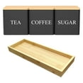 thumbnail image 1 of GQDIN 3-Piece Metal Tea Coffee Sugar Canisters Set with Wood Lid, 500ML Square Storage Container Jars with Chalkboard Name Marker for Kitchen Pantry Organization, 1 of 9