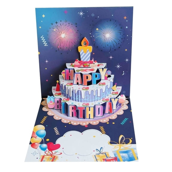 GQDIN 3D Pop Up Birthday Cards,Pop Up Birthday Cards for Mom,Wife - LED Light & Music with Blow The Candle, Singing Happy Birthday gifts Card for Husband - Women, Kids, Son, Her, & Dad