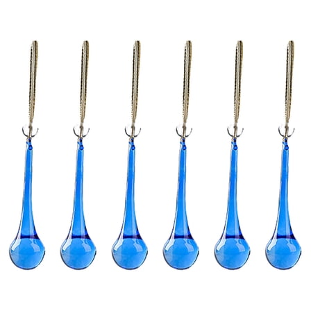 GQDIN 6pcs Crystal Teardrop Chandelier Pendant Parts Wedding Party Christmas Tree Decorations Ornaments,Large Teardrop Pendant Hanging Ornament for Xmas Tree Winter New Year Party Supplies,5"