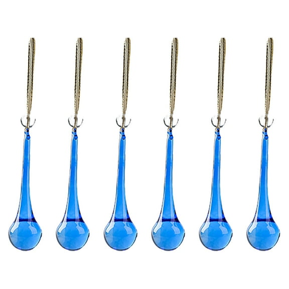GQDIN 6pcs Crystal Teardrop Chandelier Pendant Parts Wedding Party Christmas Tree Decorations Ornaments,Large Teardrop Pendant Hanging Ornament for Xmas Tree Winter New Year Party Supplies,5"