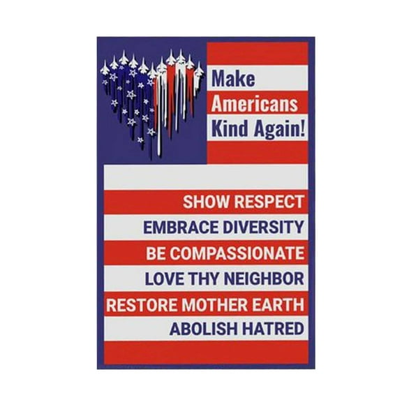 GQDIN American Flag USA Garden Flag 12 x 18 inch - "Make America Kind Again" Yard Sign, All Weather Outdoor Decoration for Porch Fence Post,Patriotic Double Sided Small Flags for Yard