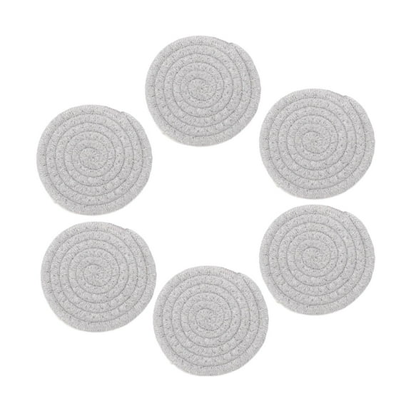 GQDIN Boho Round Woven Placemats Set of 6,Trivets for Dishes, Heat Resistant Hot Pads,4.3" Woven Cotton Rope Round Placemats with Holder, Table Protection For Kitchen Dining