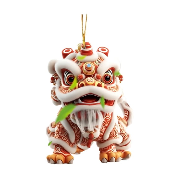 GQDIN Chinese Dance Lion 2D Flat Acrylic Keychain Car Charm Traditional Chinese Blessing Souvenir Auspicious Hangings Pendants for Christmas Spring Festival Home Office Decorations