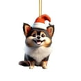 thumbnail image 1 of GQDIN Christmas Dog Tree Decorations Acrylic Hanging Ornament - 2D Flat Santa Hat Animal Pendant for Car Home Holiday Xmas Decor Gifts, 1 of 9