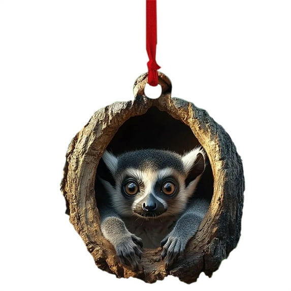 GQDIN Christmas Forest Animal Decorations - 2D Acrylic Ornament,Hanging Owl Ornament for Animal Lovers Gift,Festive Christmas Tree Decor for Home,Office,Holiday Gift Basket Stuffer,3.14 inch