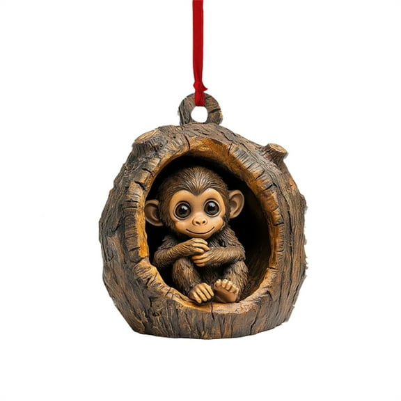 GQDIN Christmas Forest Animal Decorations - 2D Acrylic Ornament,Hanging Owl Ornament for Animal Lovers Gift,Festive Christmas Tree Decor for Home,Office,Holiday Gift Basket Stuffer,3.14 inch