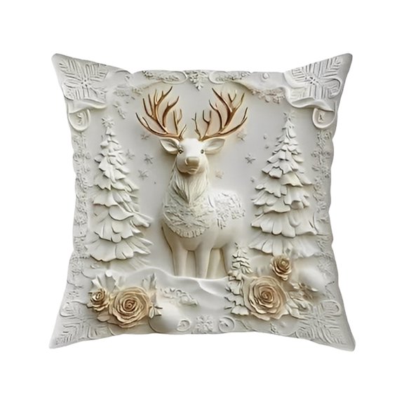 GQDIN Christmas Pillow Cover 45x45cm Soft Comfortable Cushion, Single Side Flat Printing Themed Design For Home Living Room Sofa, Decorative Holiday Decor