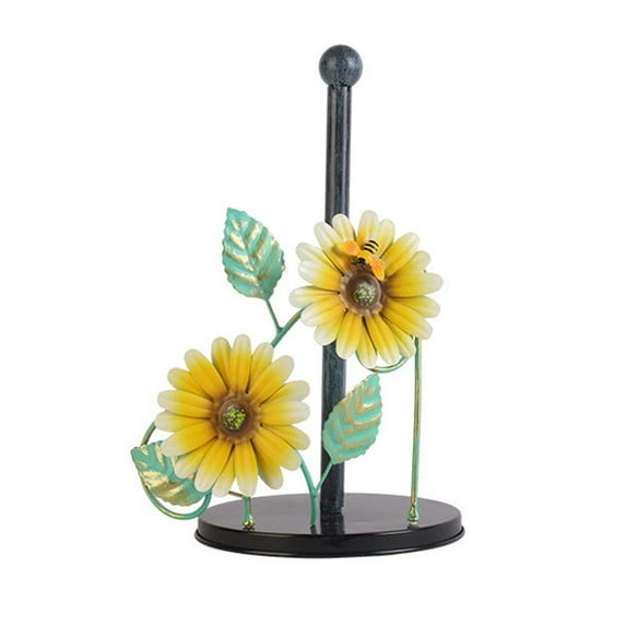 GQDIN Decorative Paper Towel Roll Holder Countertop - Flower and Butterflies Decor Farmhouse Kitchen Decor and Accessories, Christmas Gifts for Women Mom Grandma,Home Decor, Weighted Base