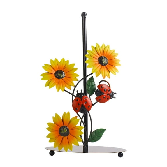 GQDIN Decorative Paper Towel Roll Holder Countertop - Flower and Butterflies Decor Farmhouse Kitchen Decor and Accessories, Christmas Gifts for Women Mom Grandma,Home Decor, Weighted Base