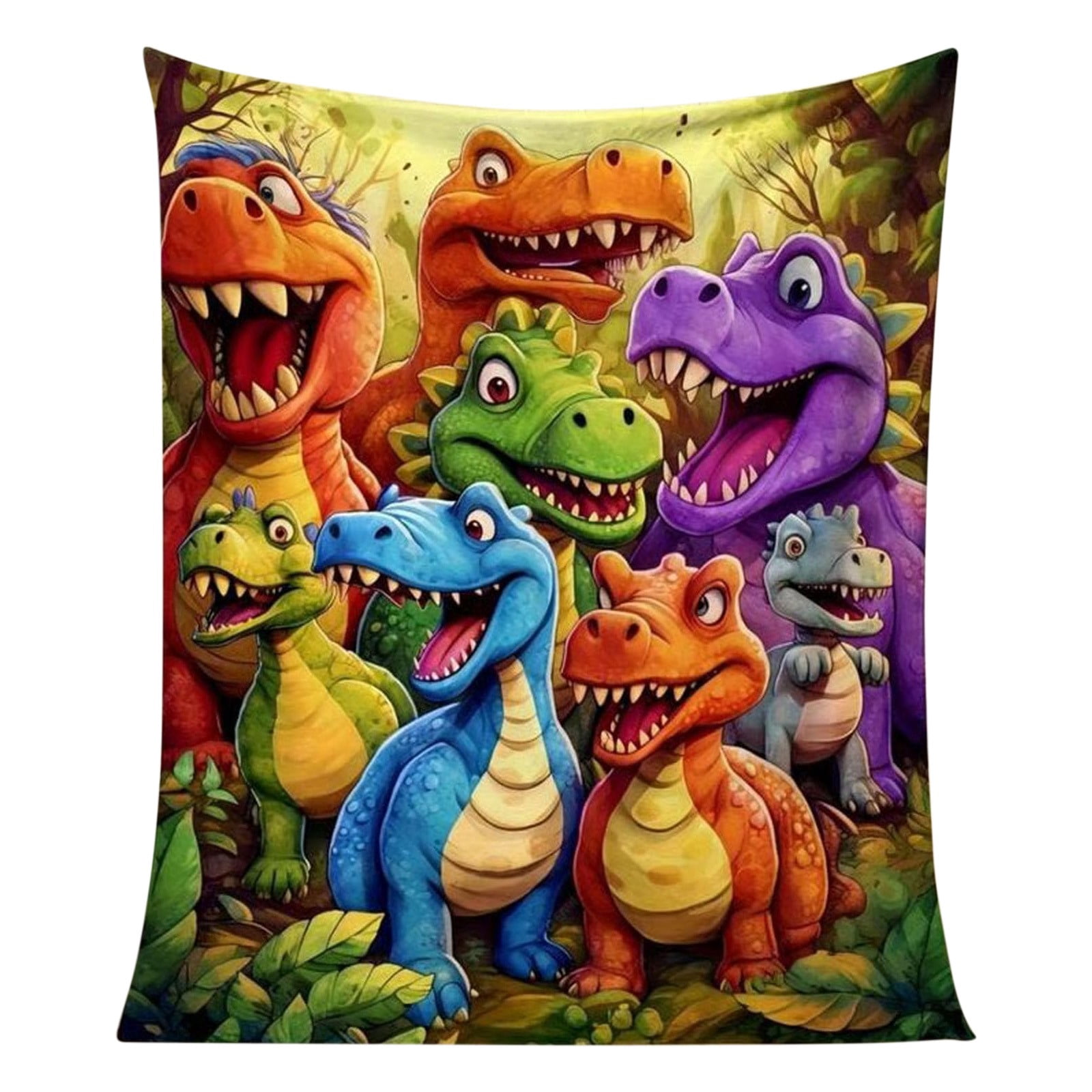 GQDIN Dinosaur Themed Flannel Blanket,Multicolor Dinosaurs Print Soft Lightweight Throw Blankets Gifts for Boys Kids, Perfect for Couch Bed Home Children's Room Travel Decor