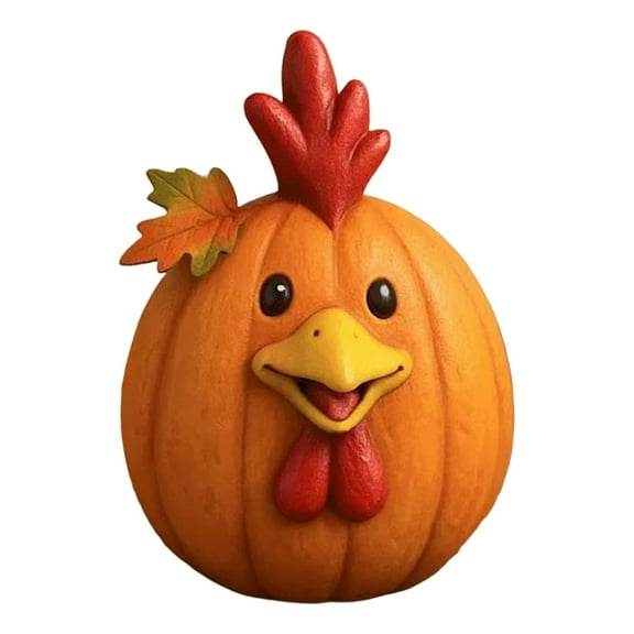 GQDIN Farm Animal Pumpkin Figurines, Cute Funny Resin Cow Duck Sheep Pig Chicken Horse Statue, Halloween Thanksgiving Fall Decorations, Autumn Farmhouse Table Centerpiece, Home Desktop Decor
