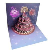 GQDIN Fireworks Birthday Cards, 3D Pop Up Blowable Cake Greeting Cards with Lights Music, Happy Birthday Gifts for Women Men Kids Mom Dad Grandma