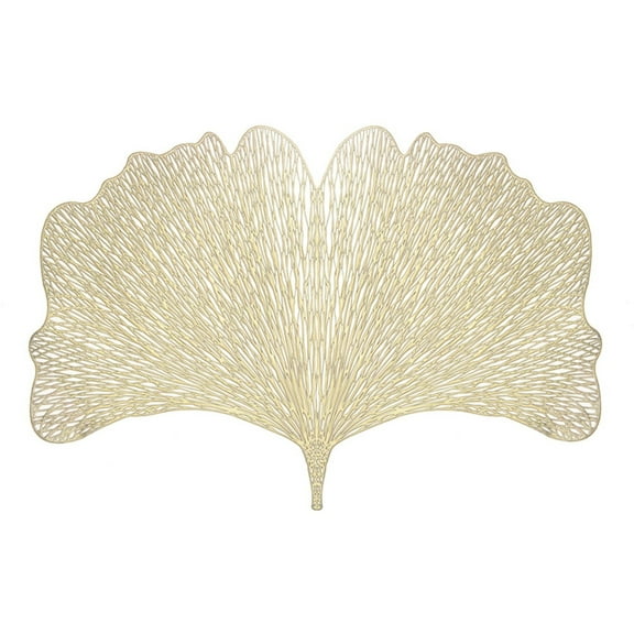 GQDIN Ginkgo Leaf Table Mats Non Slip Placemat, Metallic Pressed Vinyl Place Mats Decor, Heat Resistant Protector for Countertops, Decorative Table Mat for Everyday Use and Parties