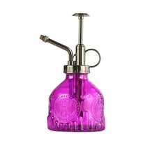 GQDIN Glass Plant Mister, 6.5 Inches Tall Vintage Style Spritzer Bronze Plastic Top Pump One Hand Watering Can Indoor Plant Spray Bottle for Garden, Plants, Cleaning