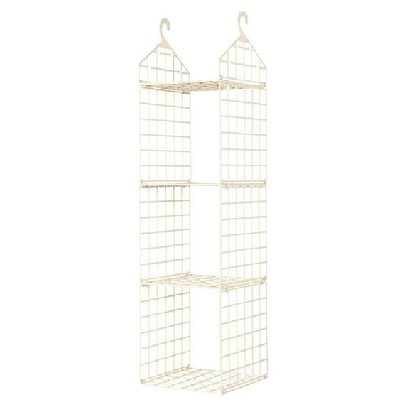 GQDIN Hanging Closet Organizer and Storage 3-Shelf, Easy Mount Foldable Hanging Closet Wardrobe Storage Shelves, Clothes Handbag Shoes Accessories Storage