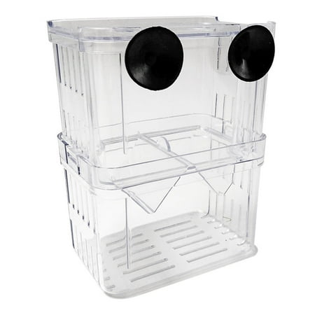 GQDIN Isolation Breeding Box for Baby Fish & Clownfish - Clear Acclimation Tank with Suction Cups | Adjustable Divider for Fry Protection in Aquarium | Portable Nursery for Guppies, Shrimp