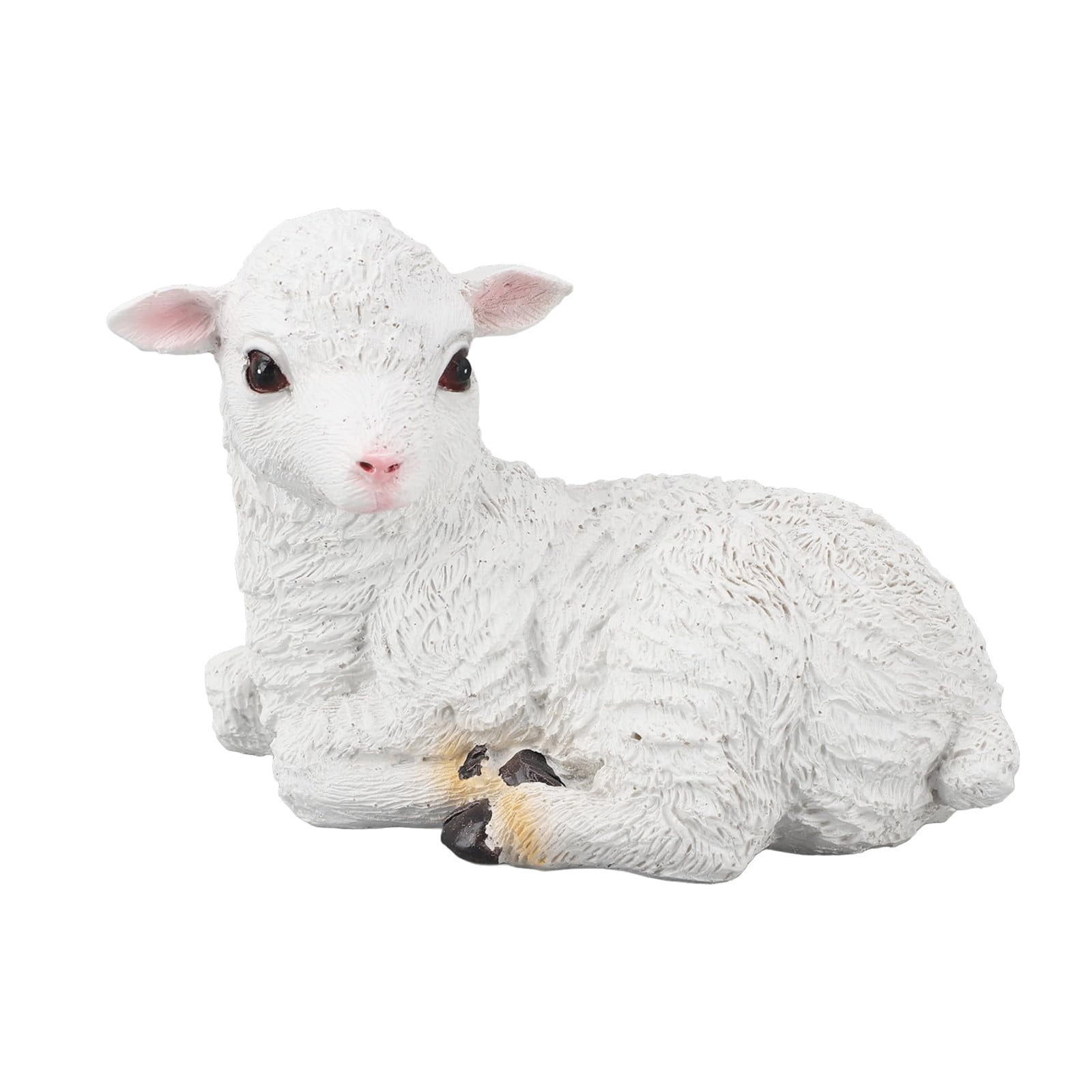 GQDIN Lifelike Resin Lamb Statue for Outdoor Decor - Farmhouse Animal Sculpture for Garden, Patio, Indoor Display | Weather-Resistant Art Craft for Terrace,Porch,Wall |Rustic Decor,7" tall