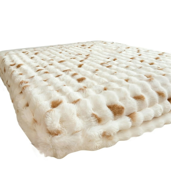 GQDIN Luxury Fluffy Faux Rabbit Fur Duvet Mattress Cover, Soft Plush Shaggy Bubble Waffle Bedding Home Decor, Fuzzy Washable Comforter Mattress Cover,150*200cm