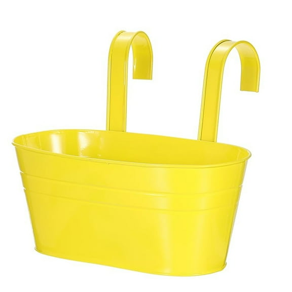 GQDIN Metal Hanging Flower Pots for Railing Fence Outdoor Planter 11 Inch Hanging Bucket Pots Countryside Window Flower Plant Holder with Detachable Hooks for Garden Yard Home Decor