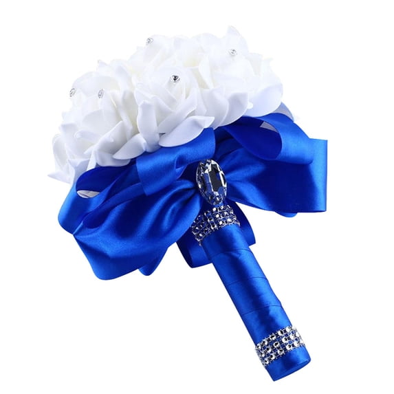 GQDIN Pearl Accented Roses Bridesmaid Bouquet, Artificial Silk Wedding Flowers, Bridal Shower Centerpiece, Eternal Floral Arrangement Gift