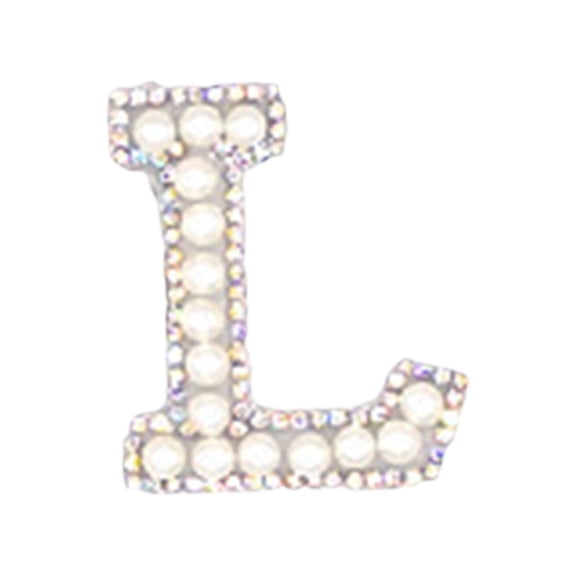 GQDIN Personalized Pearl Letter Patches - Custom Alphabet Applique for DIY Bride, Wedding Dress, Jacket, Bag & Crafts - Iron On or Glue On Embroidered Patch