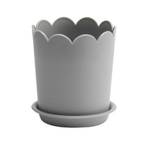 GQDIN Pot Planter - Durable Resin Pot, Planters with Drainage Holes and Tray Saucers, for Indoor and Outdoor Use, Gardening, Succulents & Home Greenery Decor